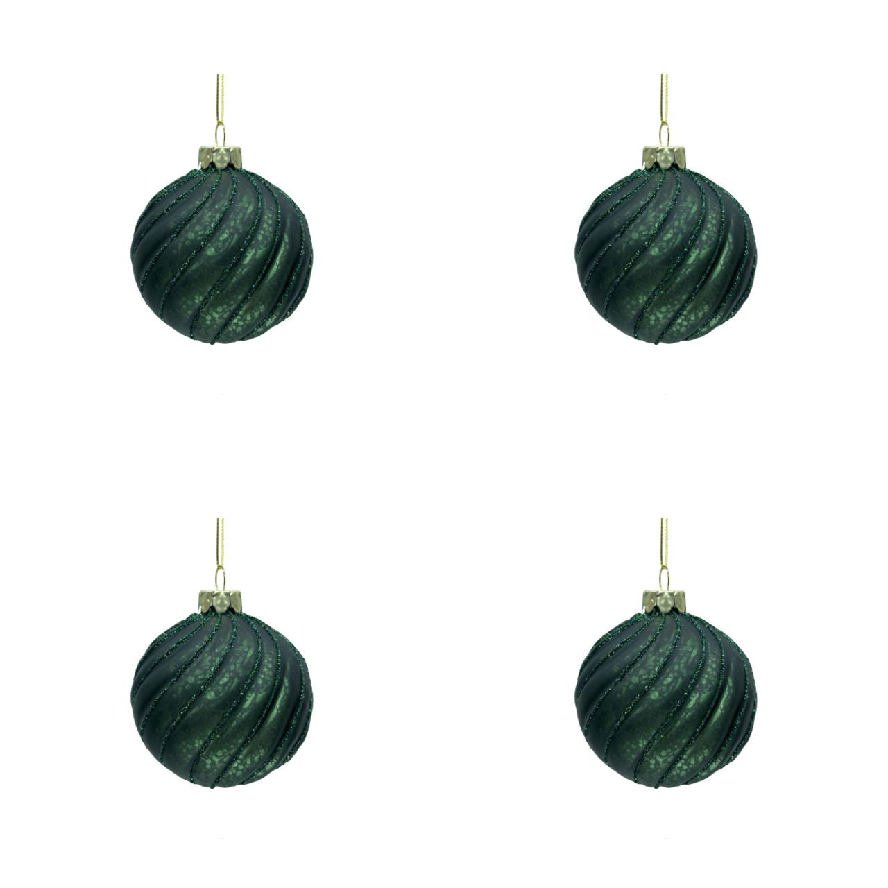 4 Stk. Christbaumkugeln mit Swirls
