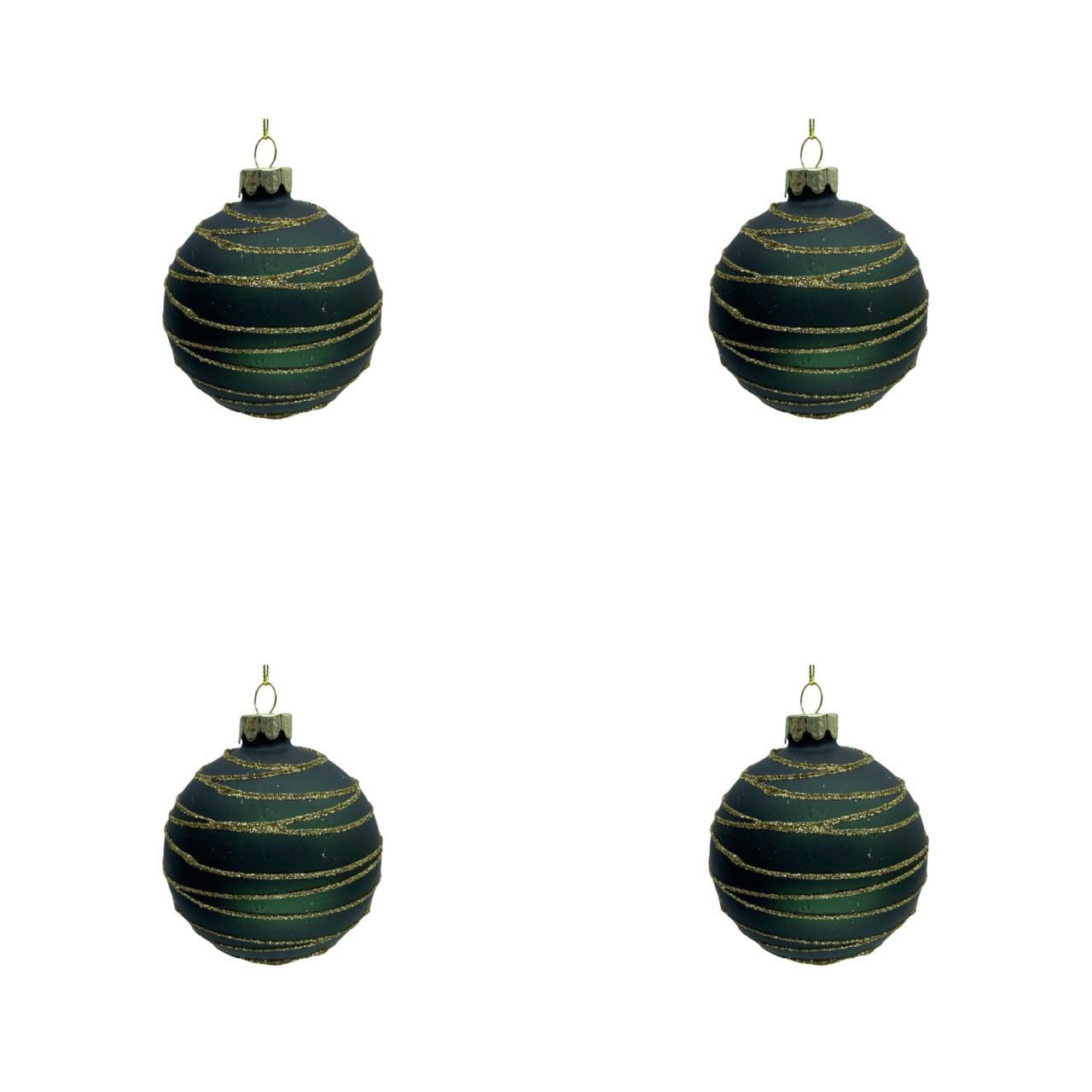 4 Stk. Christbaumkugeln mit horizontalen Streifen