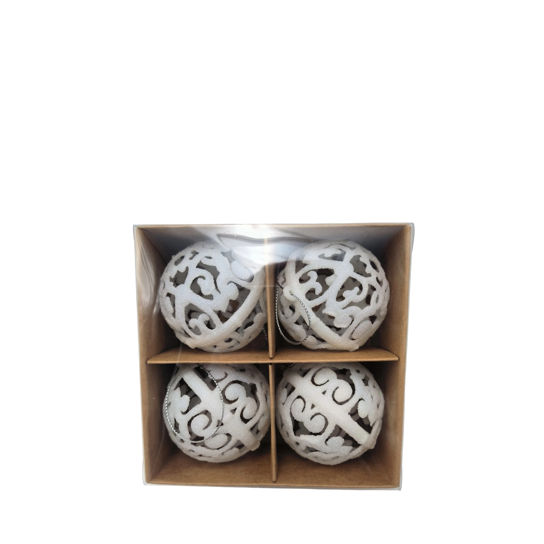 Weihnachtskugeln mit Glitzer, 4 Stk.