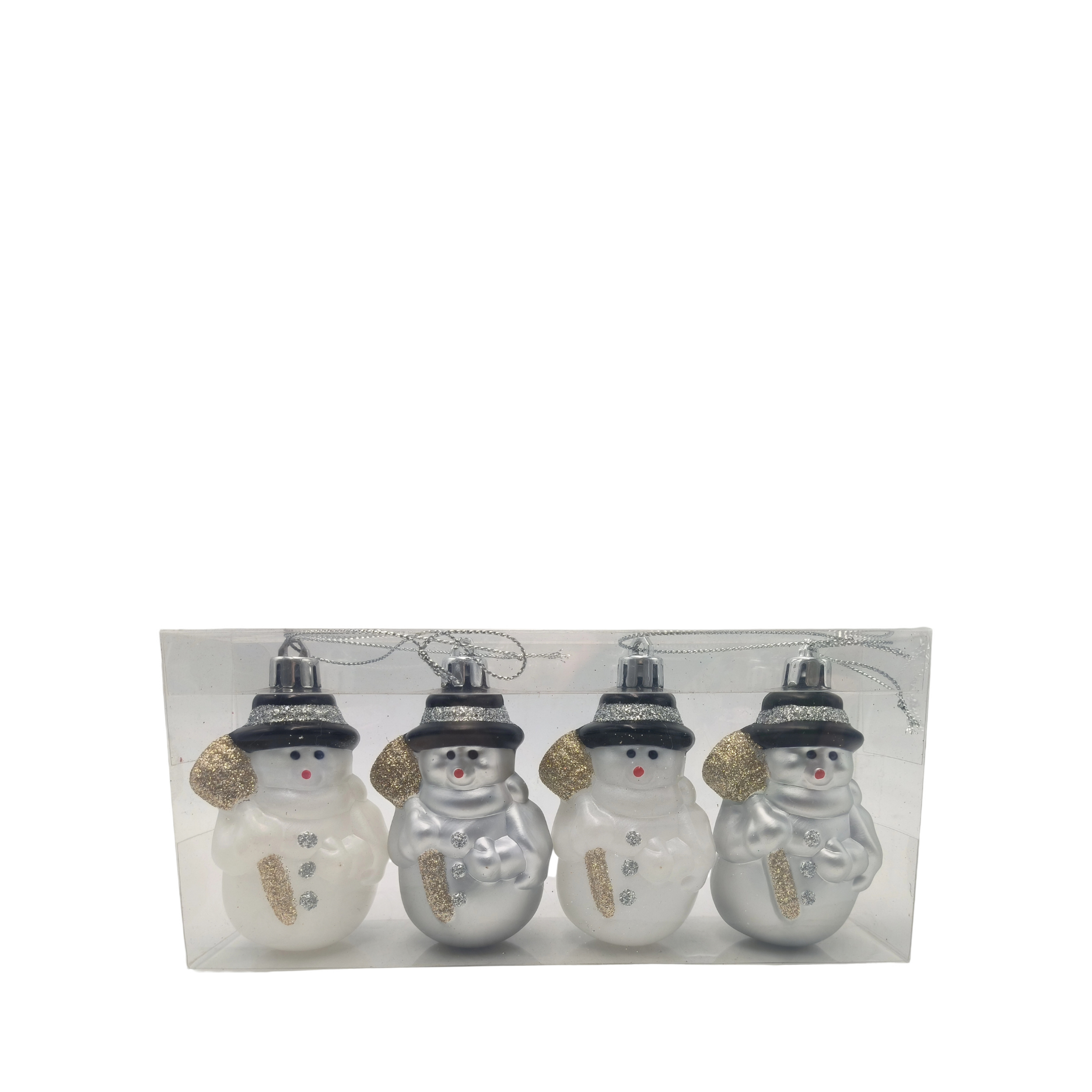 4 Stk. Schneemann Weihnachtskugeln