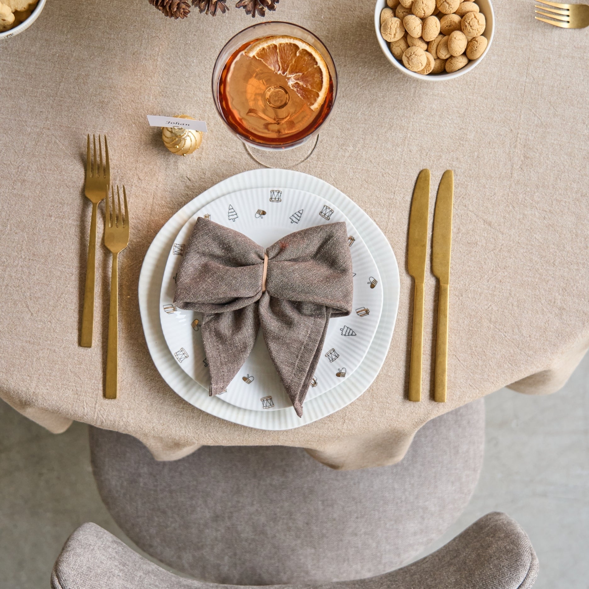 Honest Tischdecke Melange rund