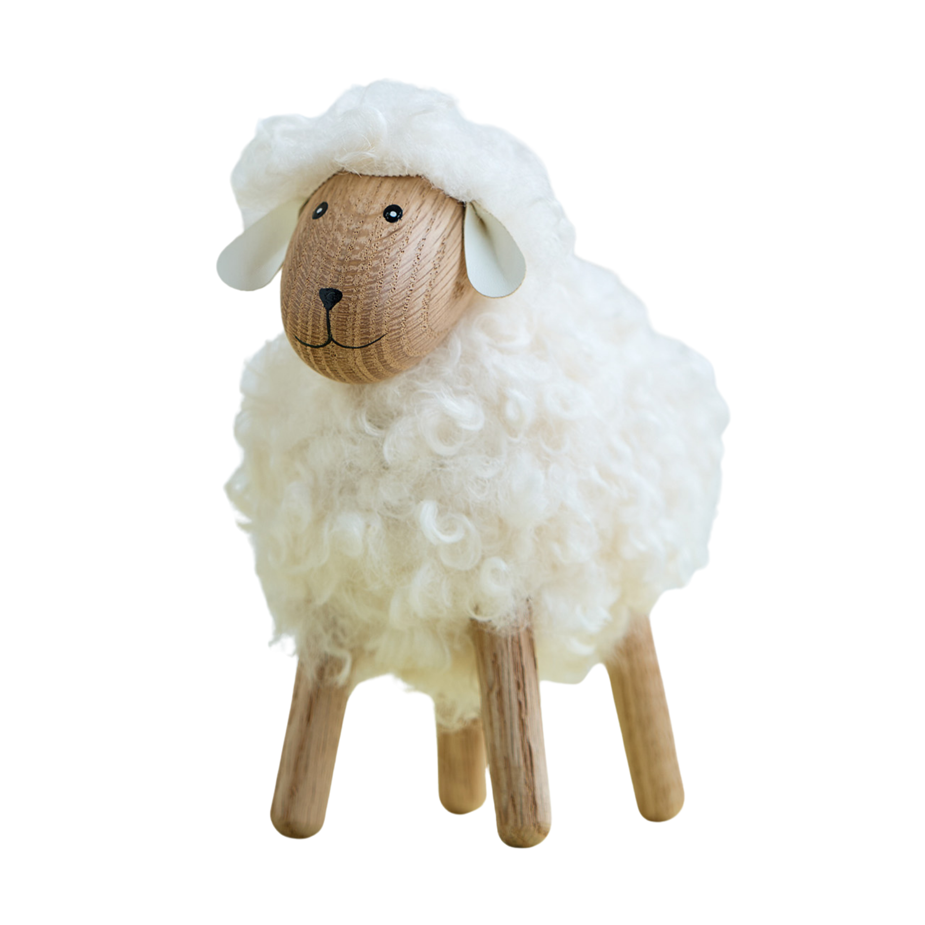 Holzschaf mit Fell