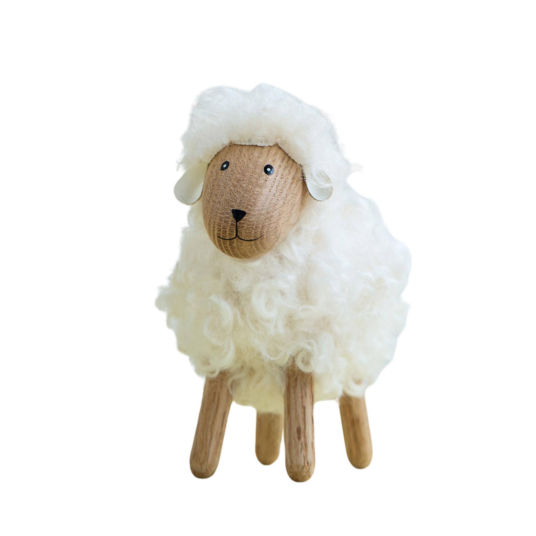 Holzschaf mit Fell