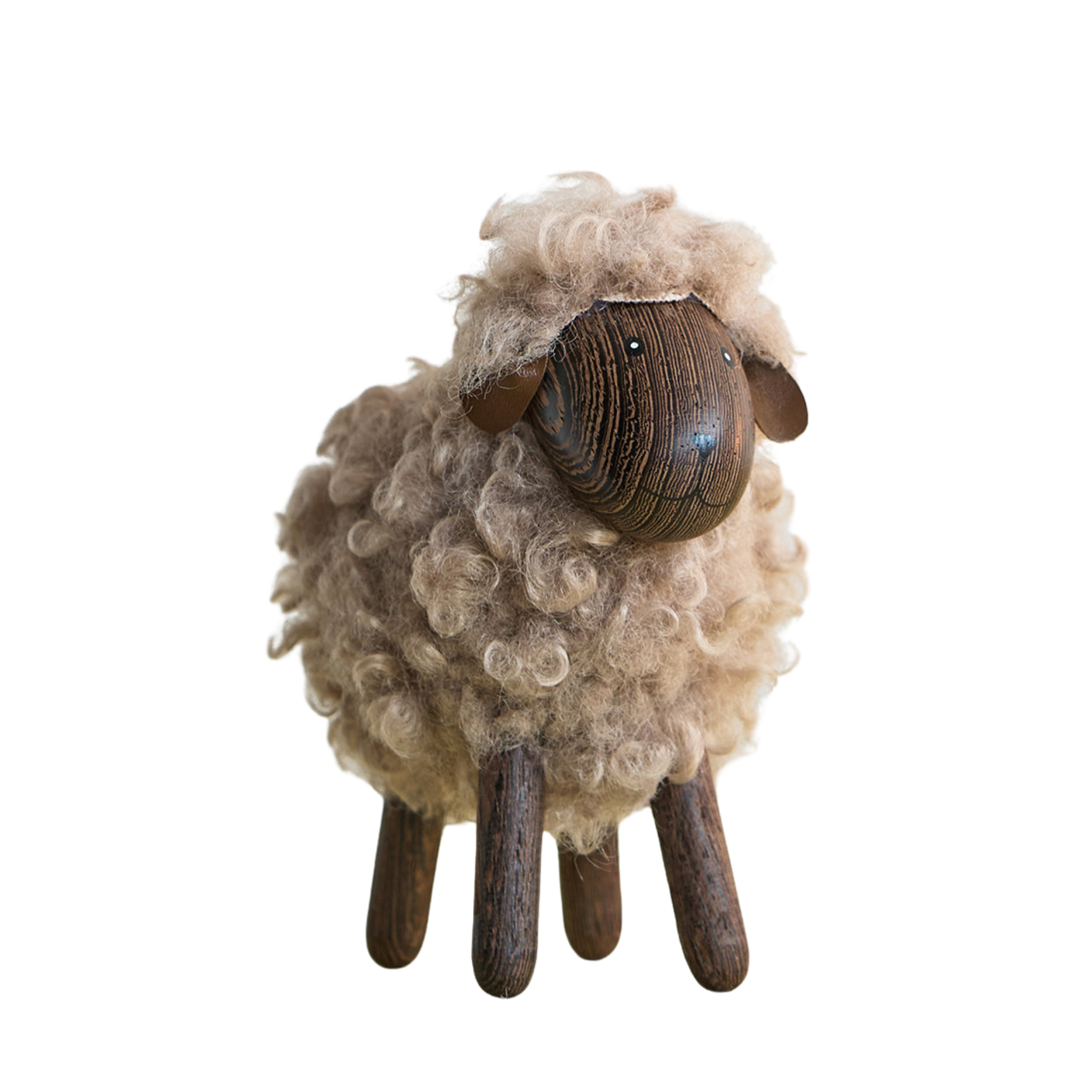 Holzschaf mit Fell