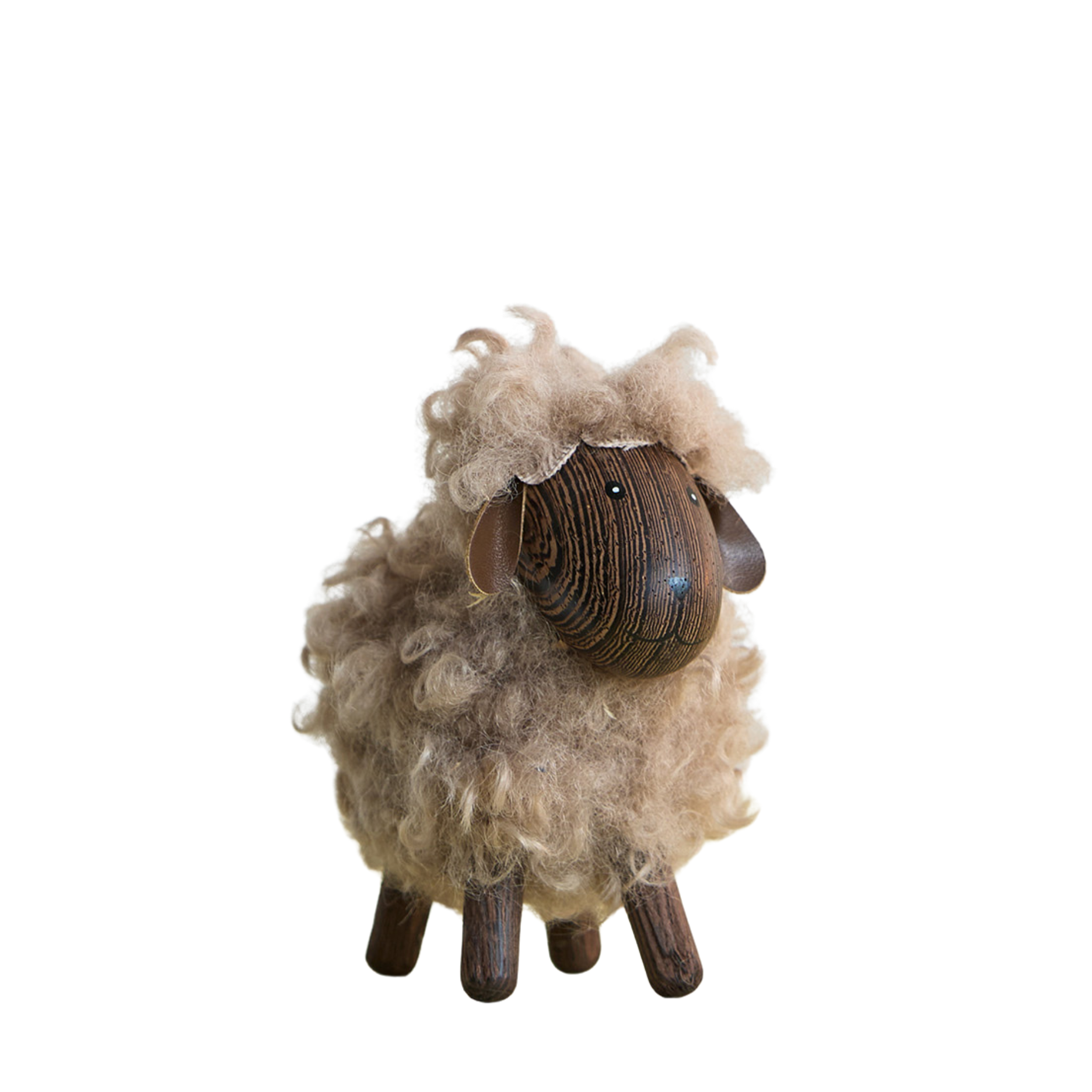 Holzschaf mit Fell