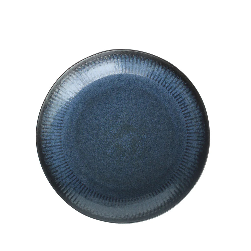 Relief Suppenteller D22 cm Steingut blau