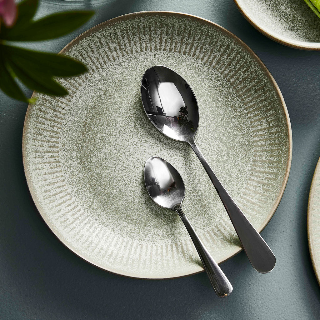 Relief Suppenteller D22 cm Steingut grün