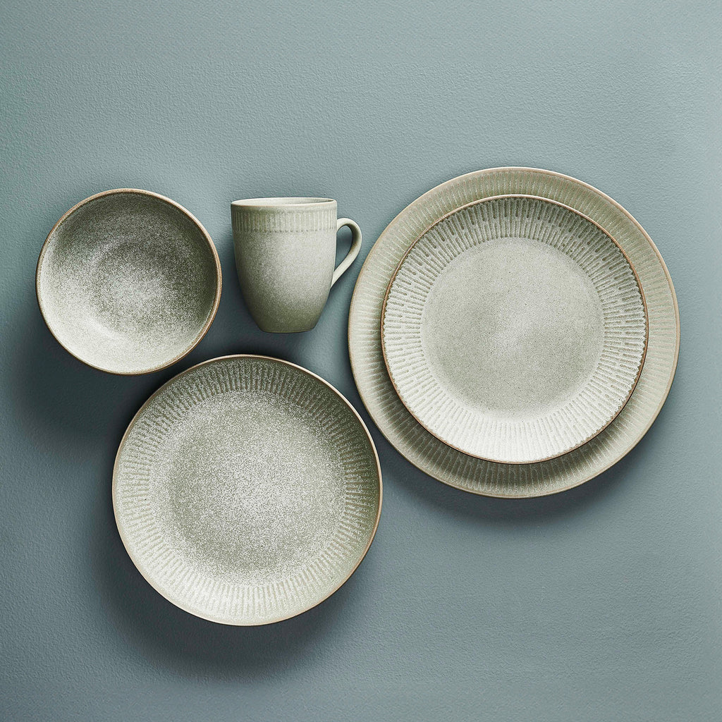 Relief Suppenteller D22 cm Steingut grün