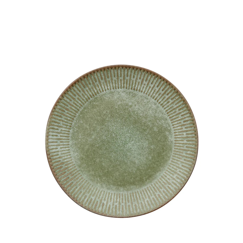 Relief Frühstücksteller D22 cm Steingut grün
