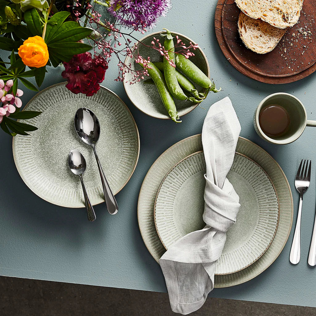 Relief Frühstücksteller D22 cm Steingut grün