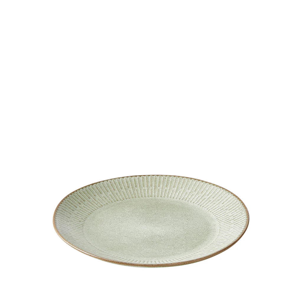 Relief Frühstücksteller D22 cm Steingut grün