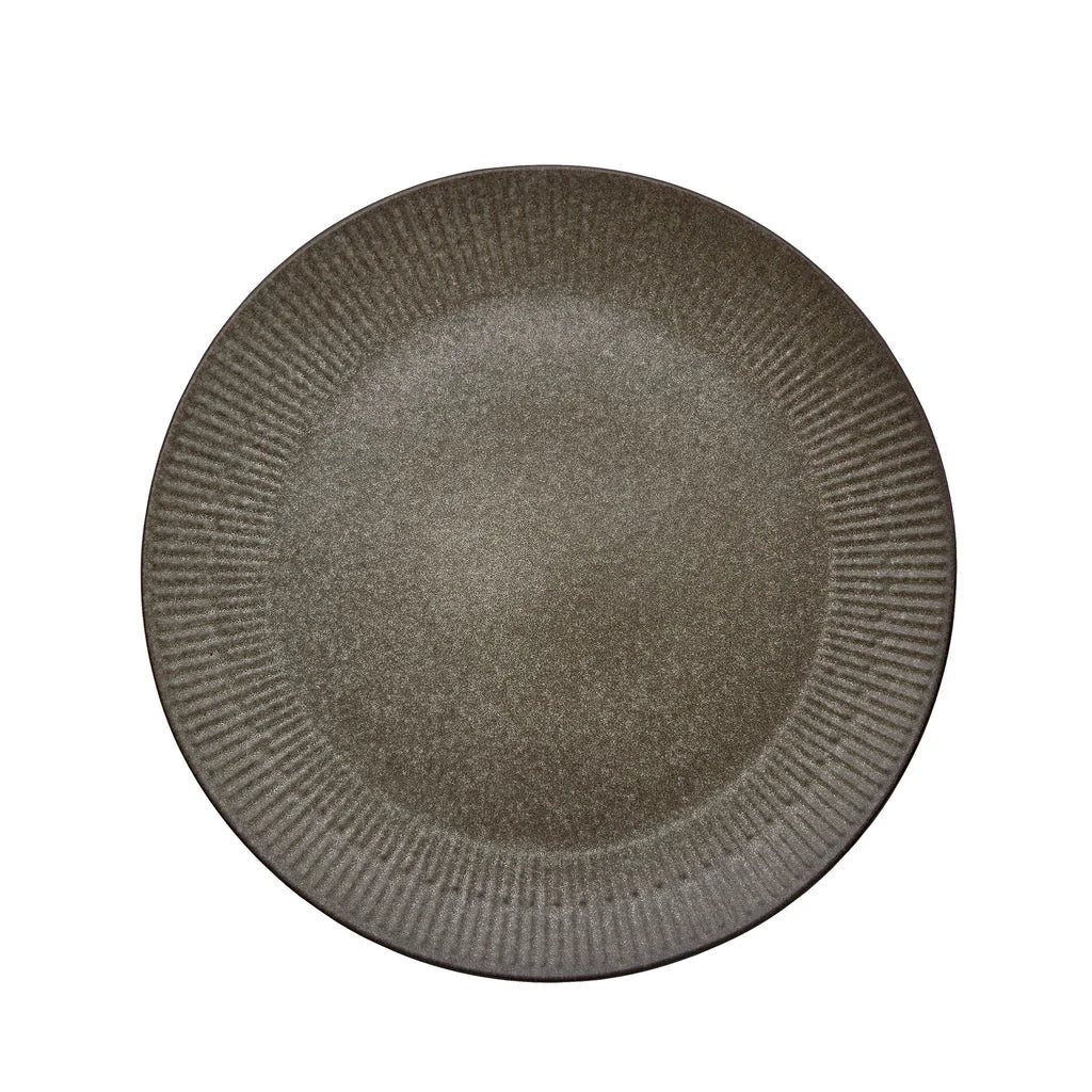 Relief Mittagsteller D27 cm Steingut grau