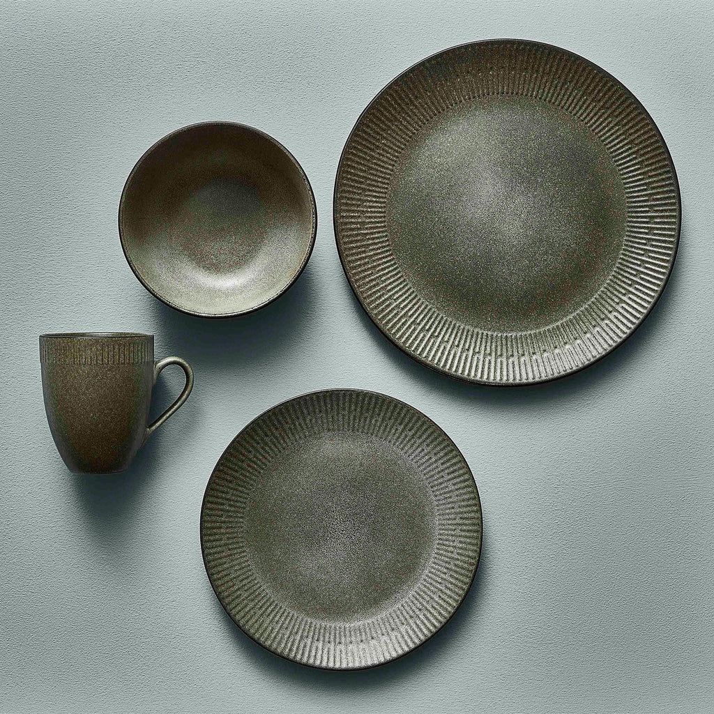 Relief Mittagsteller D27 cm Steingut grau