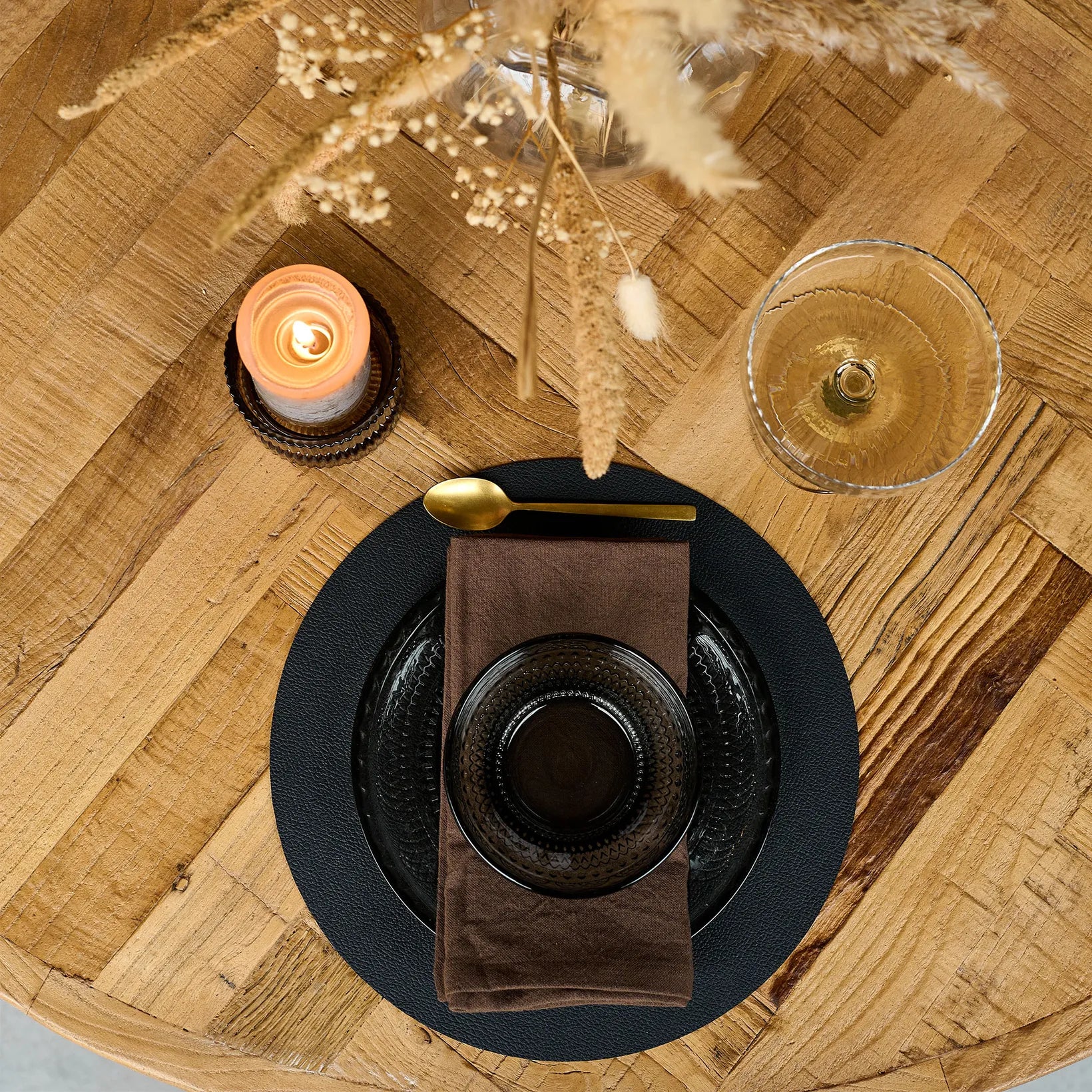 Wendbares Tischset Ø30 cm Schwarz