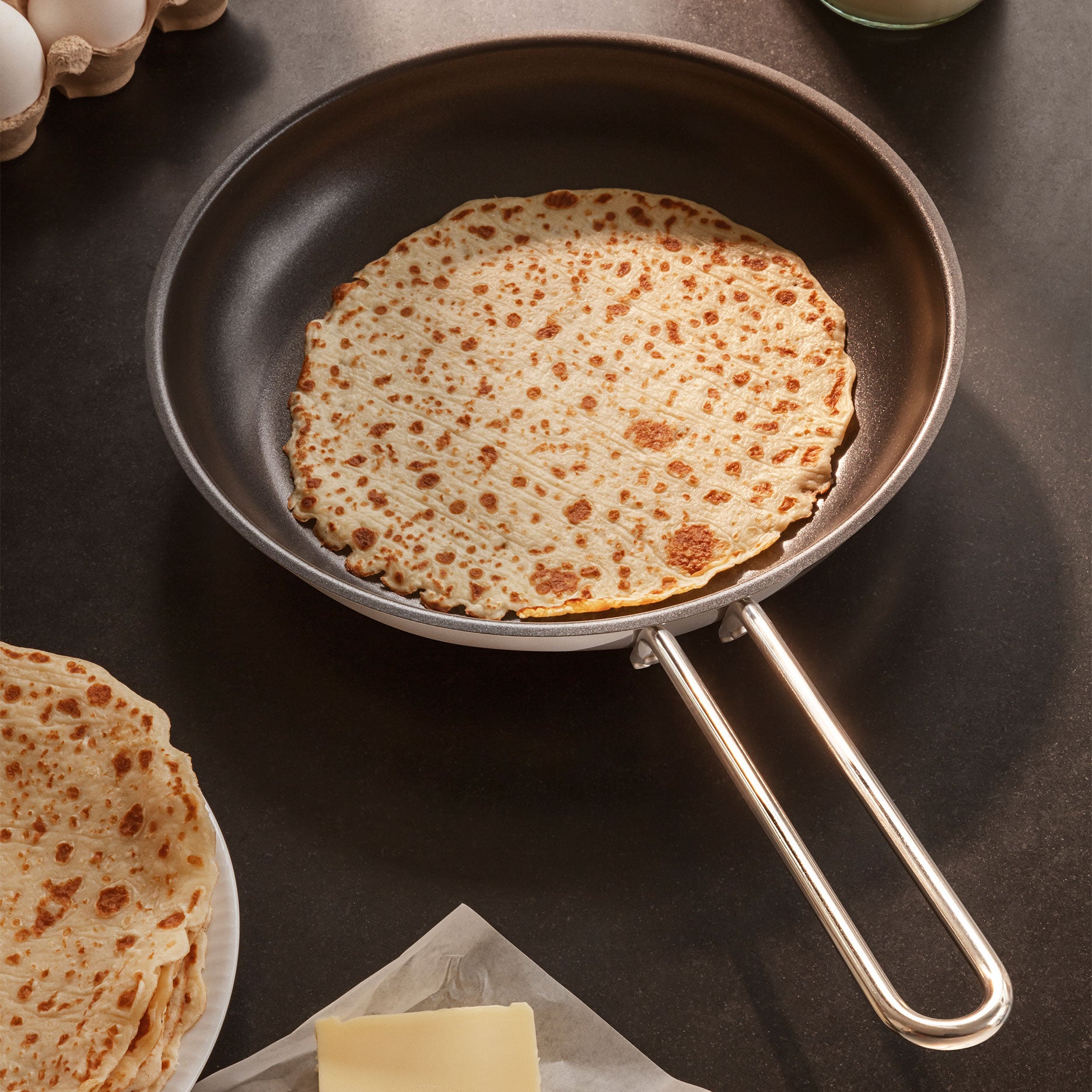 Bratpfanne Edelstahl Ø28 cm - Antihaftbeschichtung