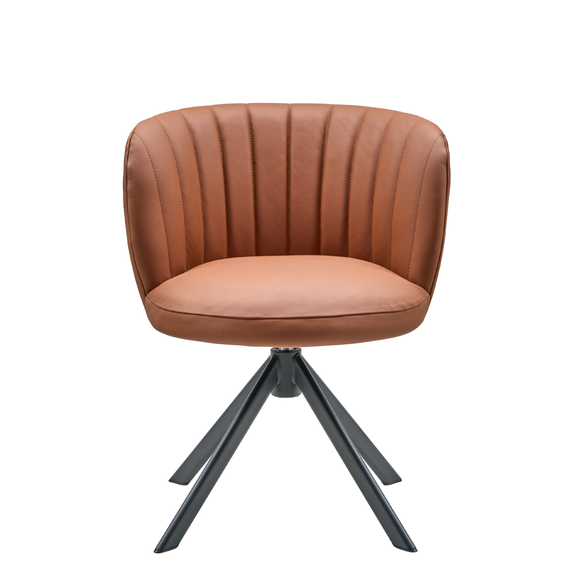 Shelly II Esszimmerstuhl aus Leder mit Drehgestell (Schwarz)