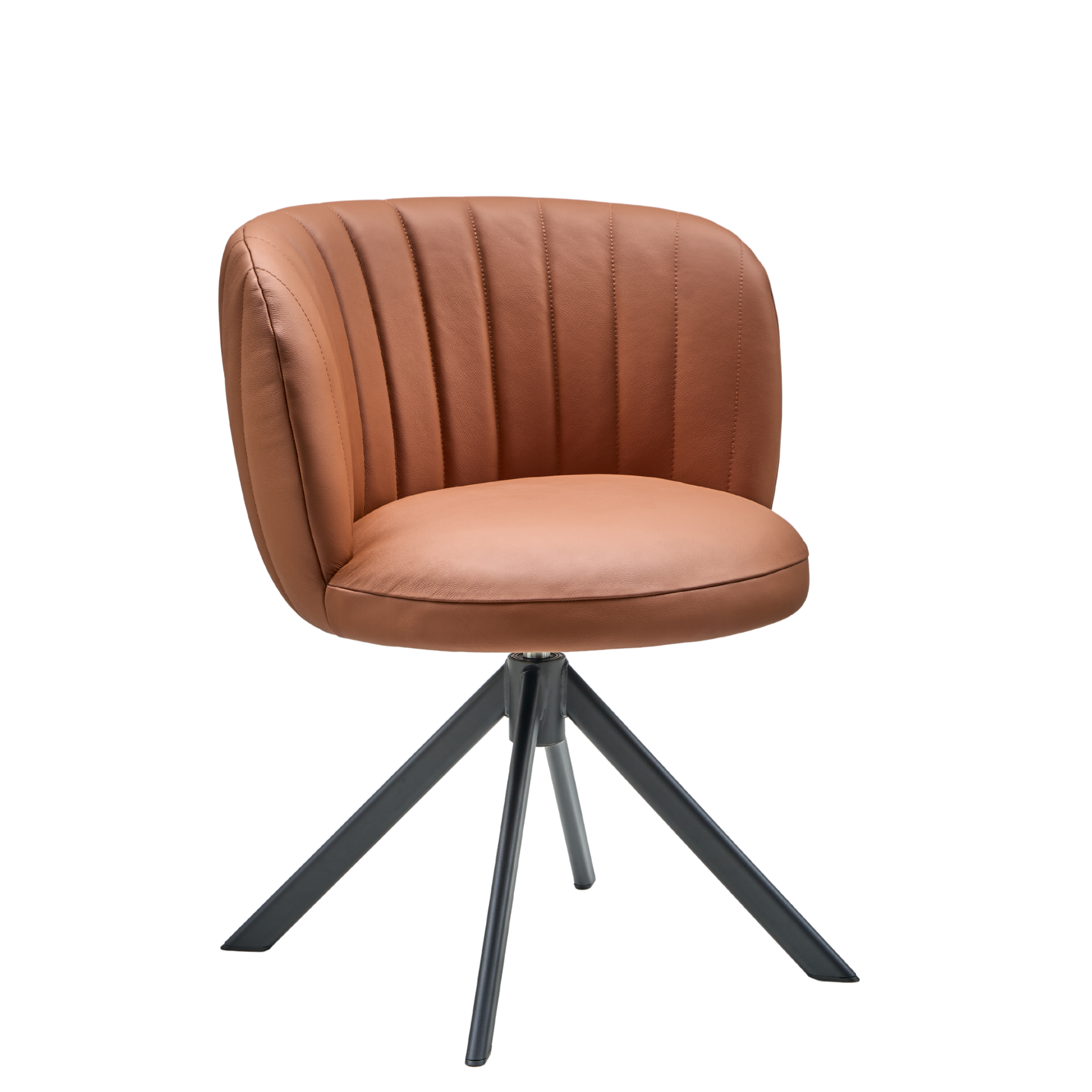 Shelly II Esszimmerstuhl aus Leder mit Drehgestell (Schwarz)