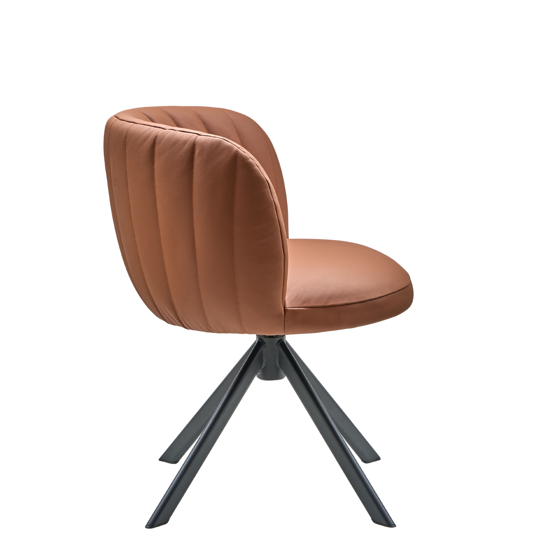 Shelly II Esszimmerstuhl aus Leder mit Drehgestell (Schwarz)