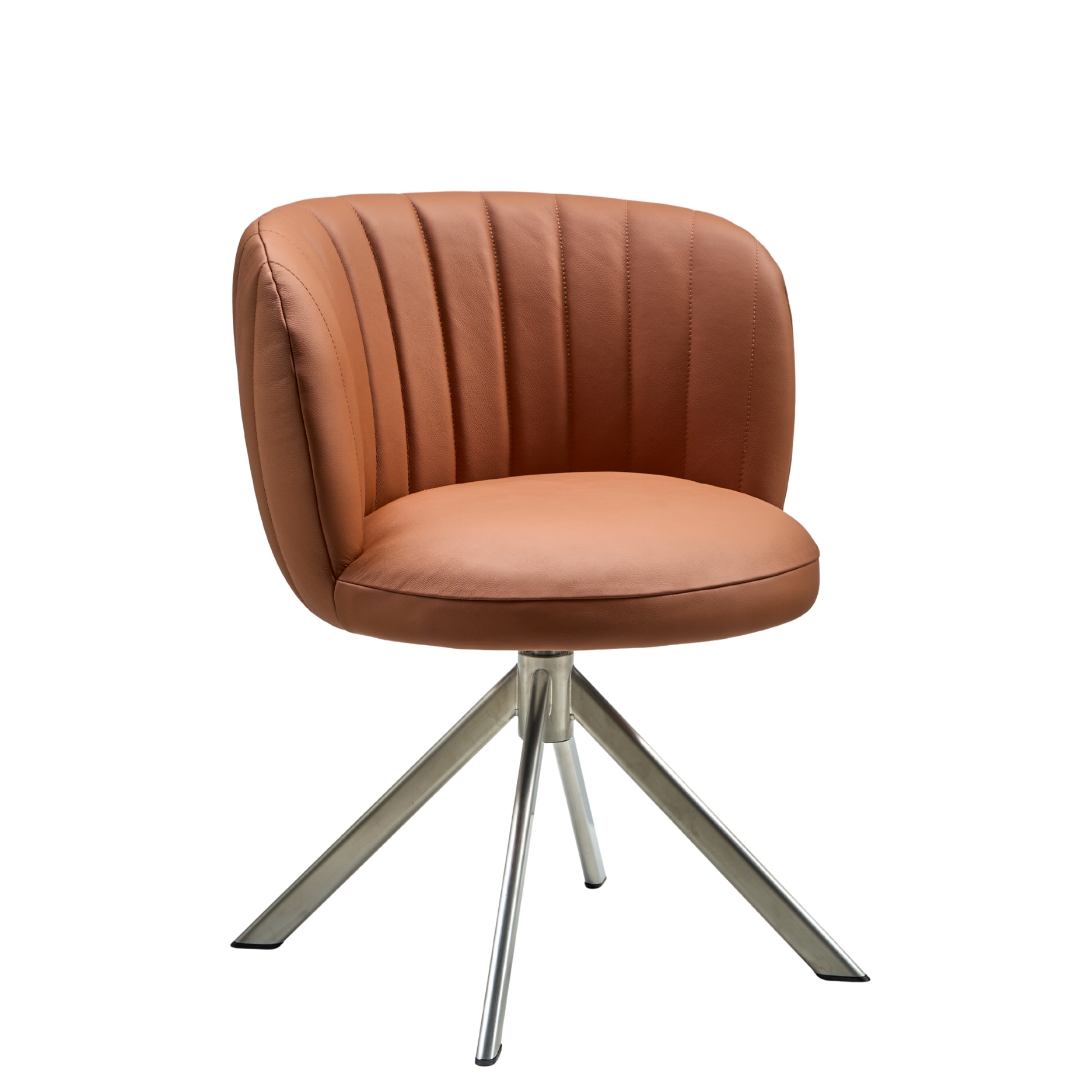 Shelly II Esszimmerstuhl aus Leder mit Drehgestell (Edelstahl)