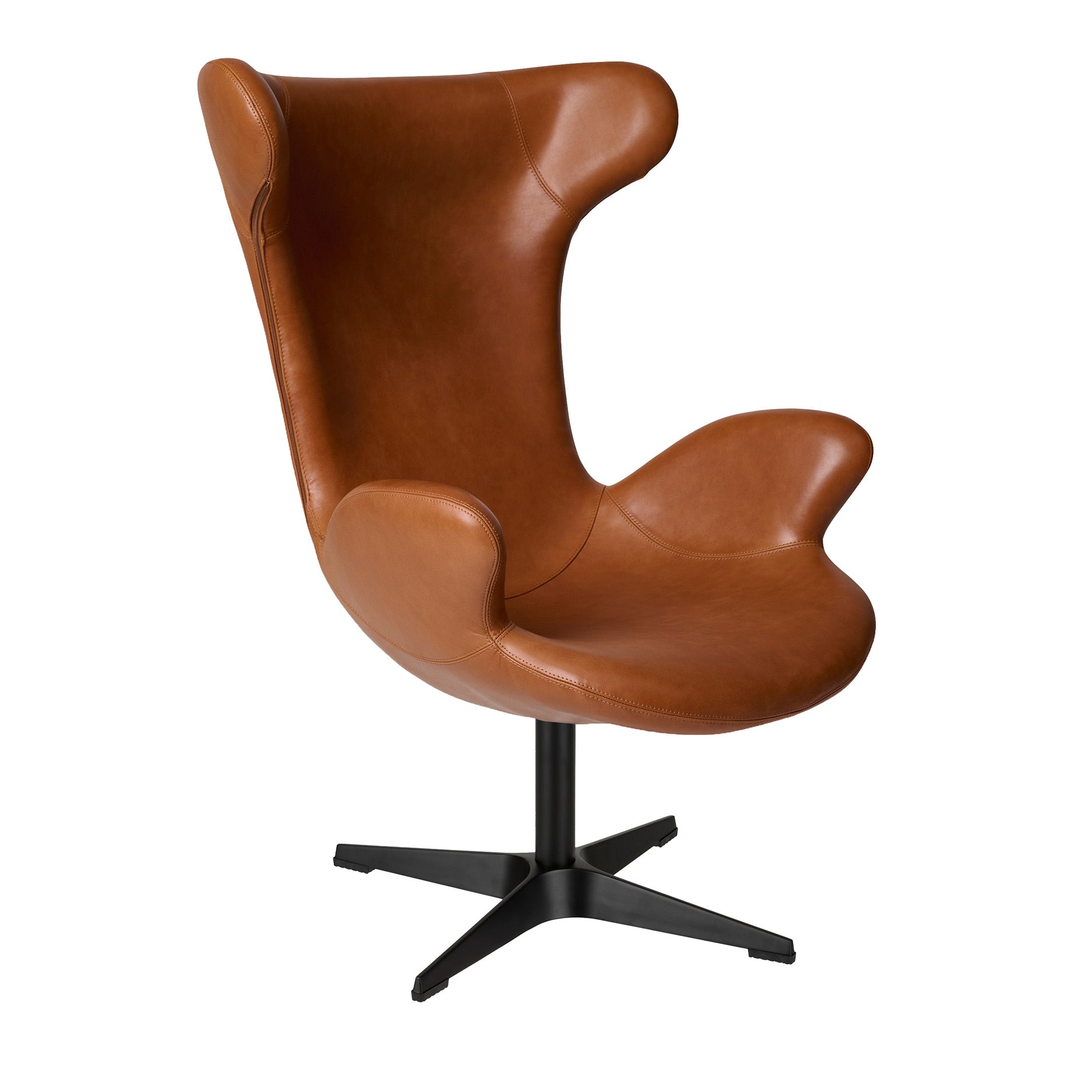 Victor Loungesessel Leder m. schwarzem Drehsockel