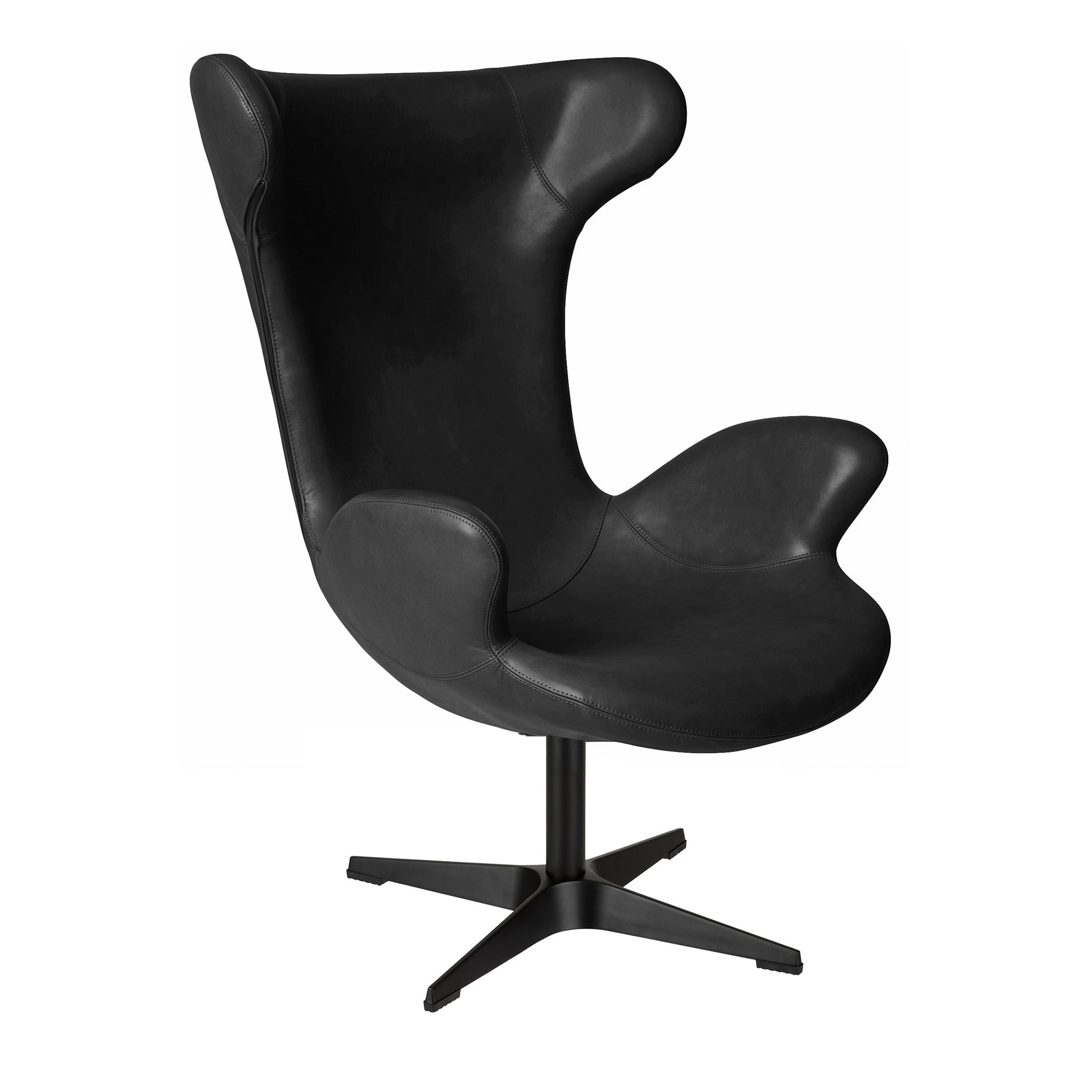 Victor Loungesessel Leder m. schwarzem Drehsockel