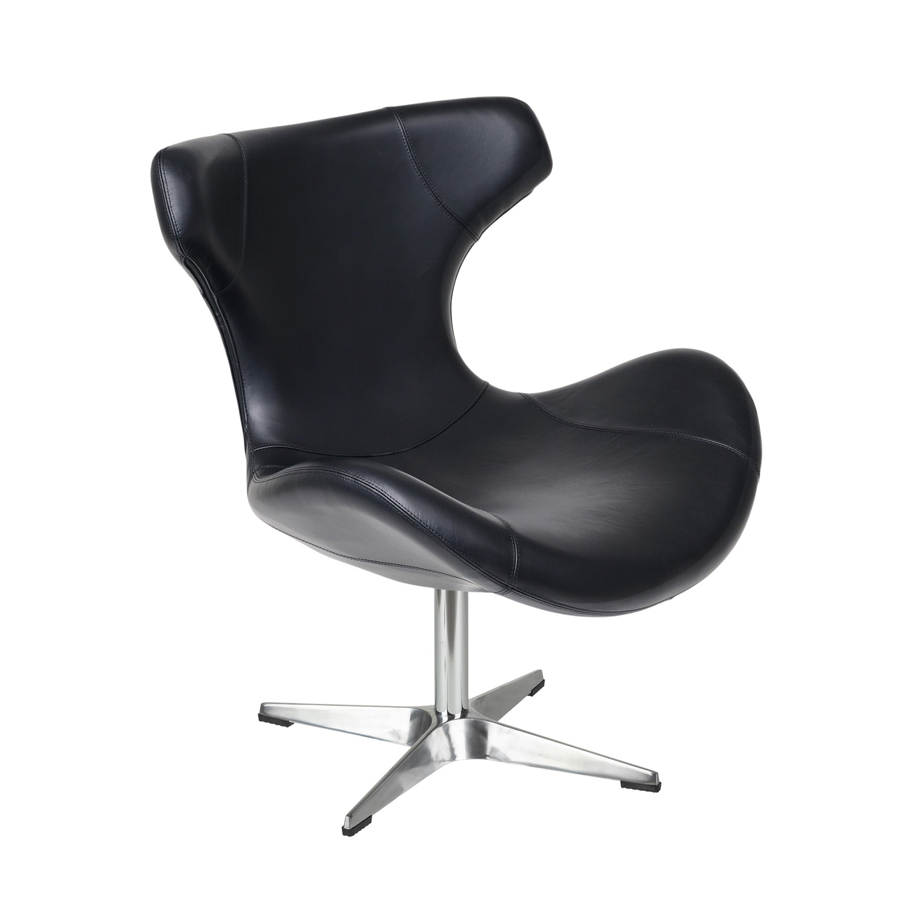 Kato Loungesessel Leder m. verchromtem Drehsockel