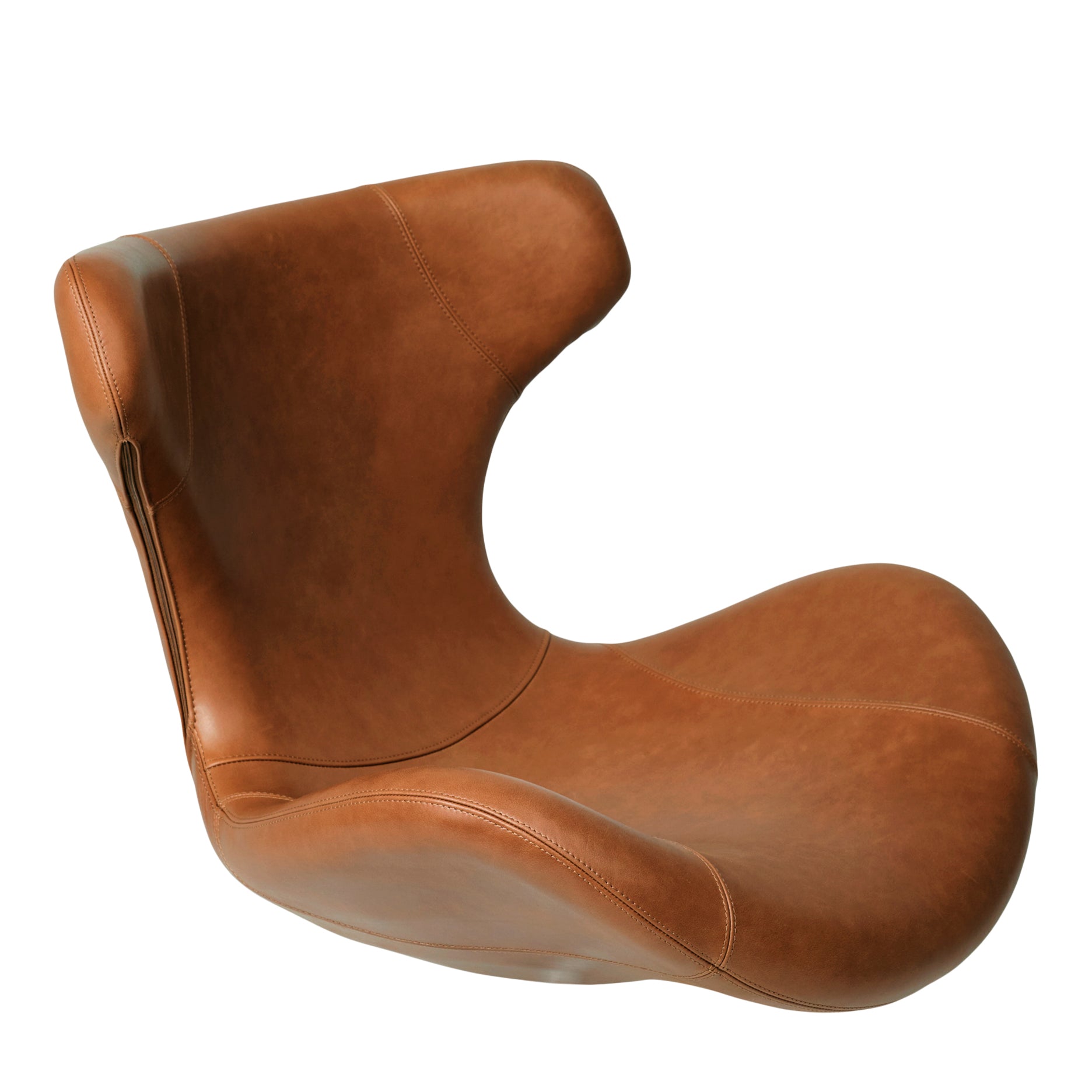 Kato Loungesessel Leder m. schwarzen Drehsockel