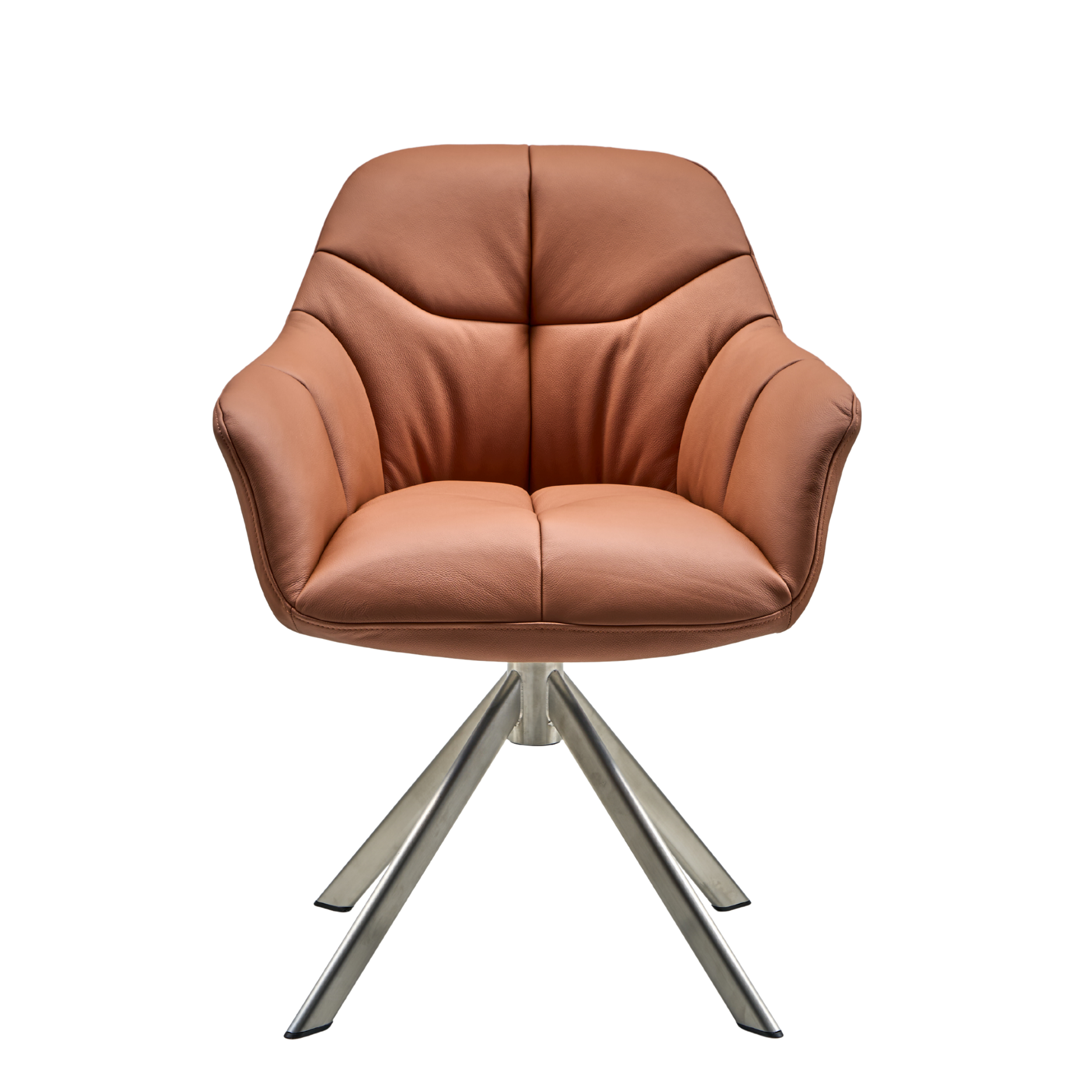 New Age Premium Esszimmerstuhl aus Leder mit Drehgestell (Edelstahl)