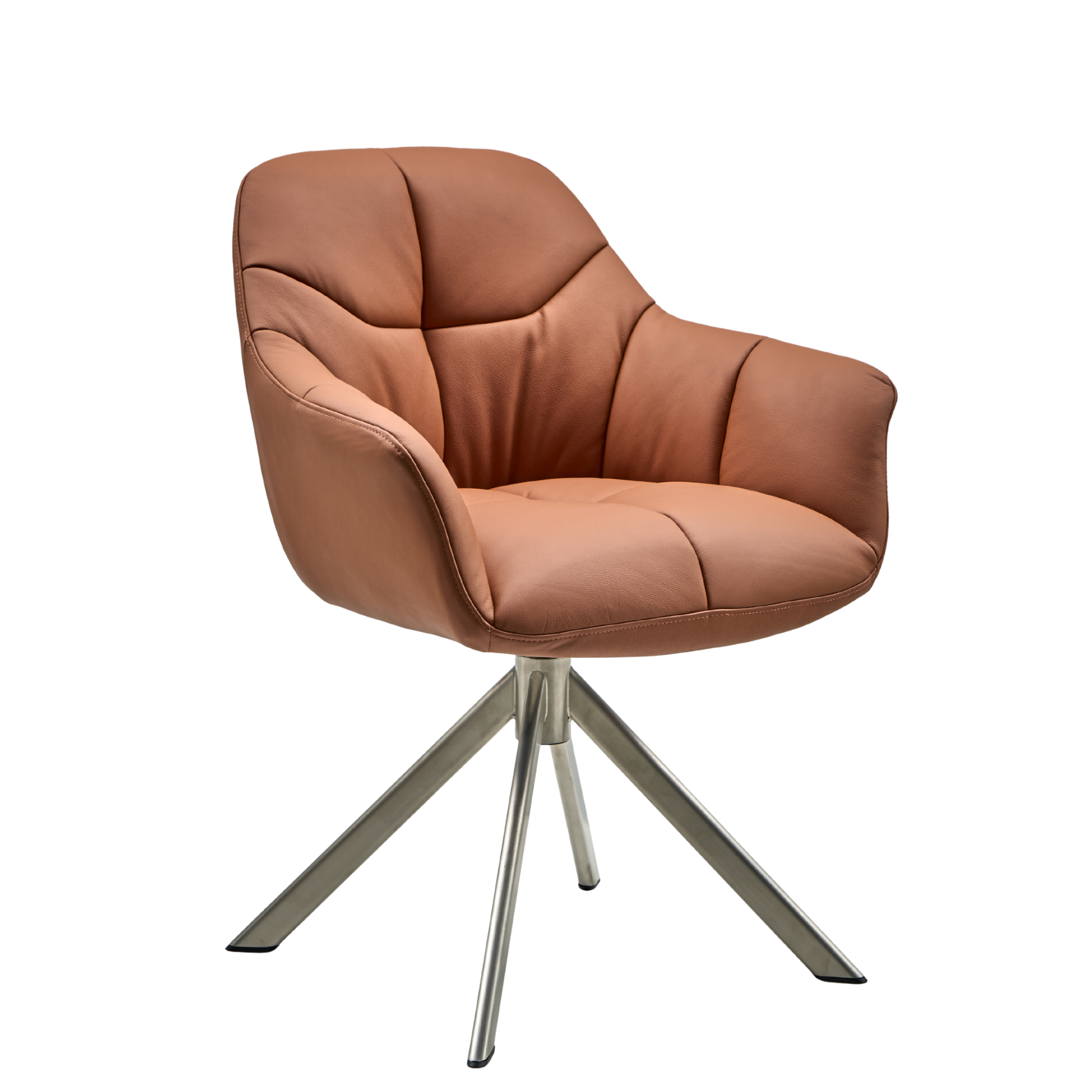 New Age Premium Esszimmerstuhl aus Leder mit Drehgestell (Edelstahl)