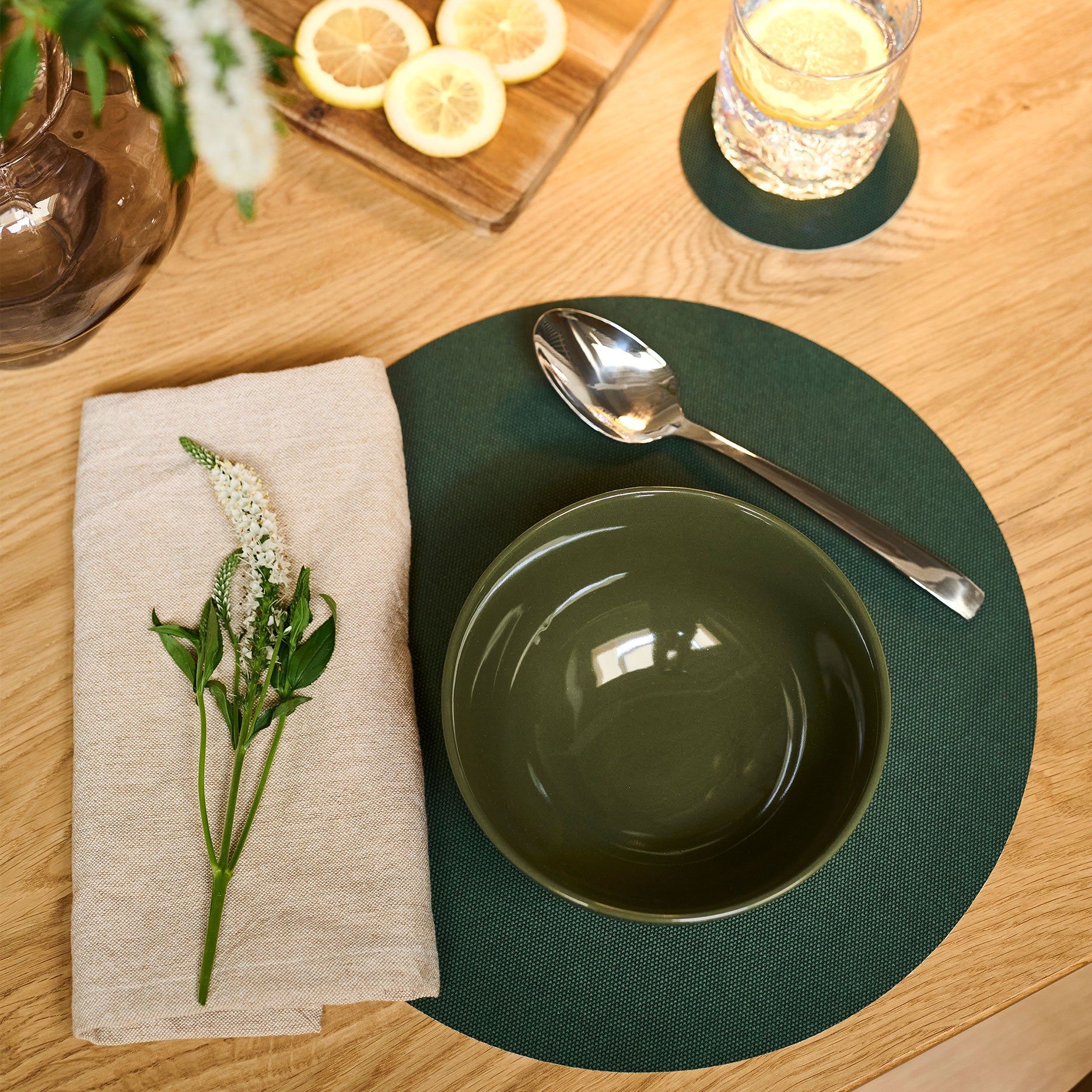 OXFORD Wendbares Tischset Rund Grün