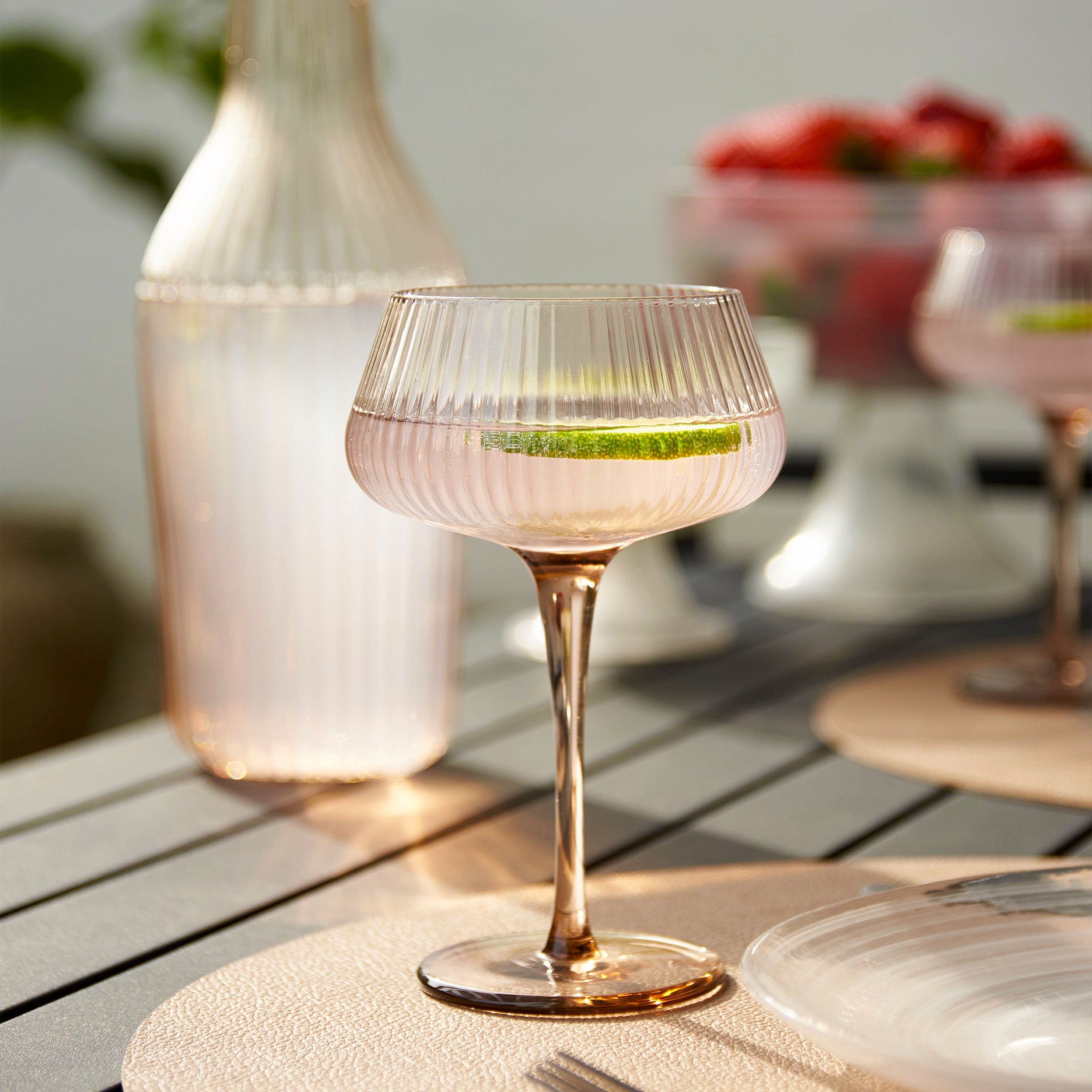 Ribbed Champagner-Glas