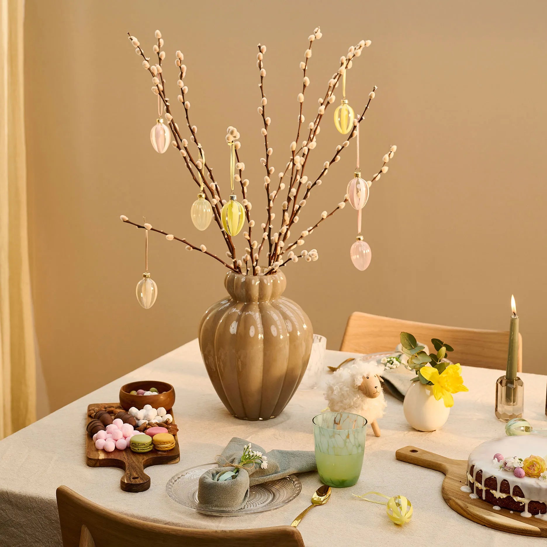 Stripe Osterei 2 Stk Hellbraun