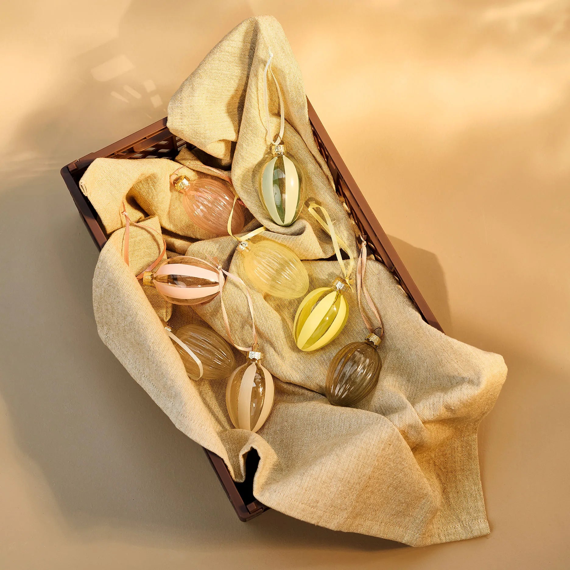 Stripe Osterei 2 Stk Hellbraun