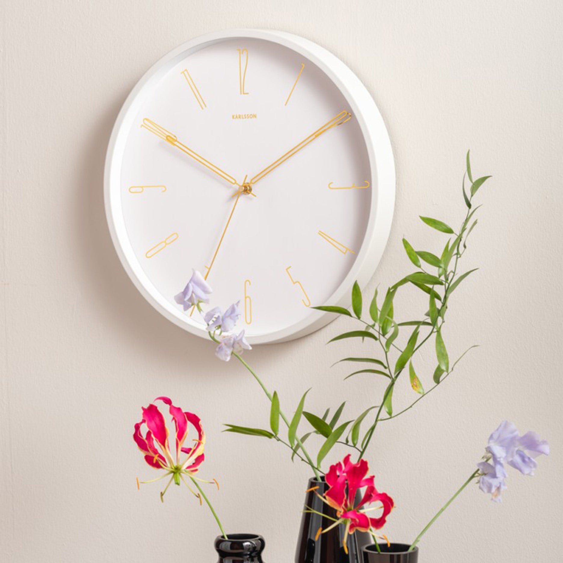 Belle Numbers Wanduhr D 35 cm Weiß