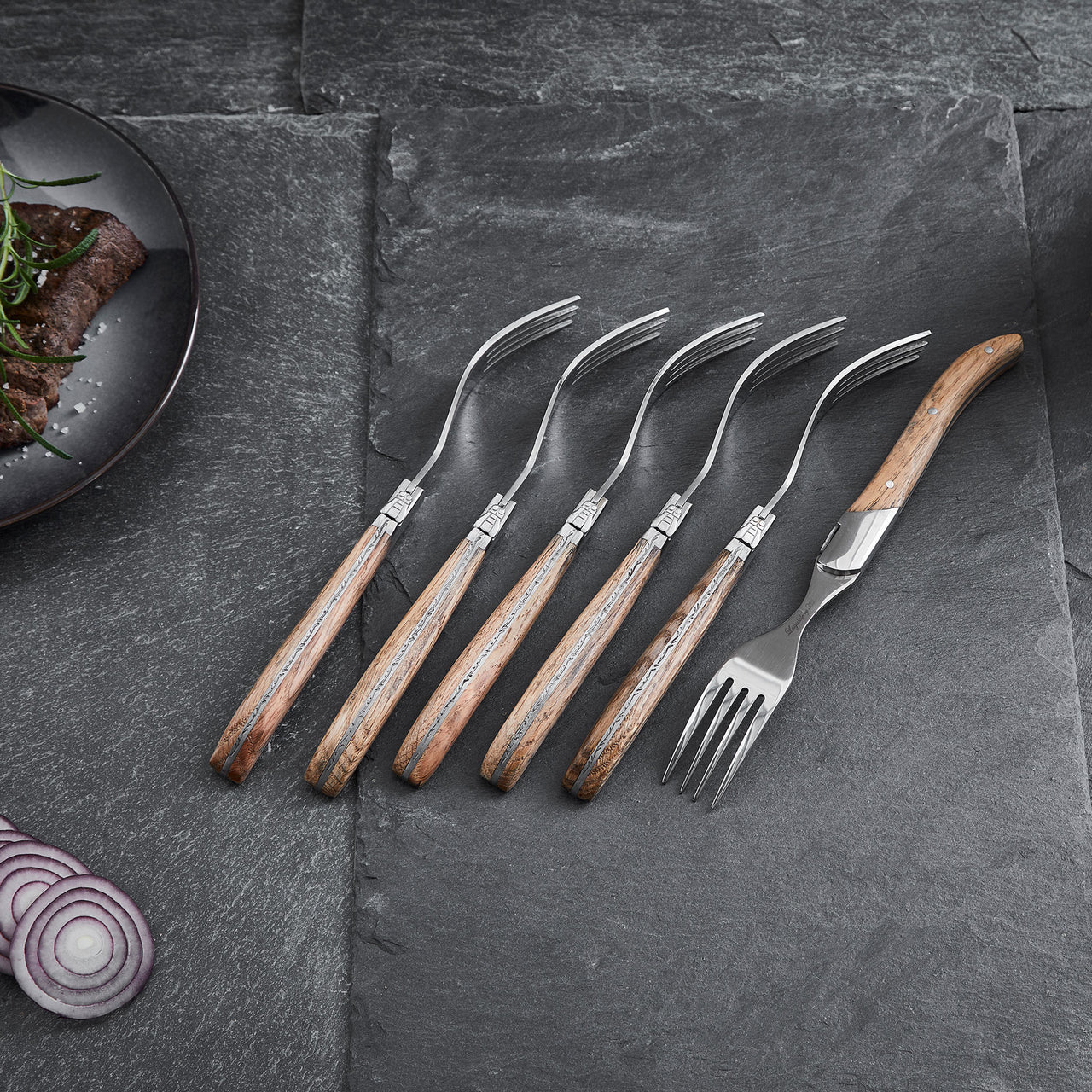 Steakgabeln 6 Stück Eiche
