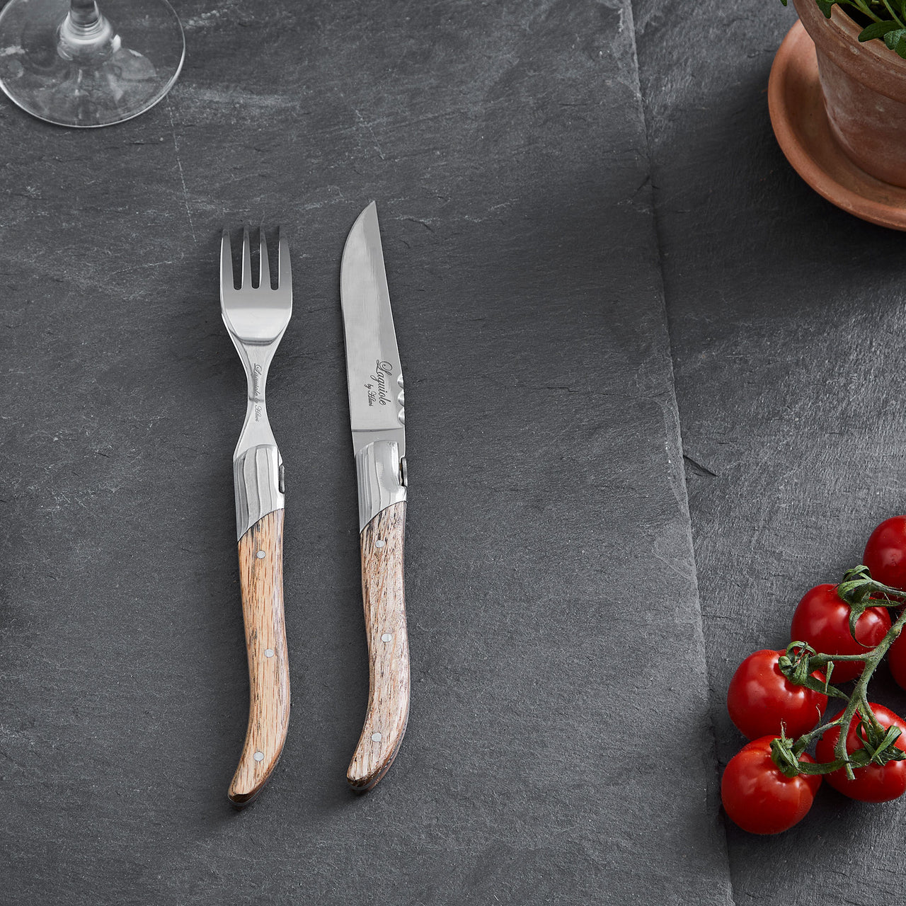 Steakgabeln 6 Stück Eiche