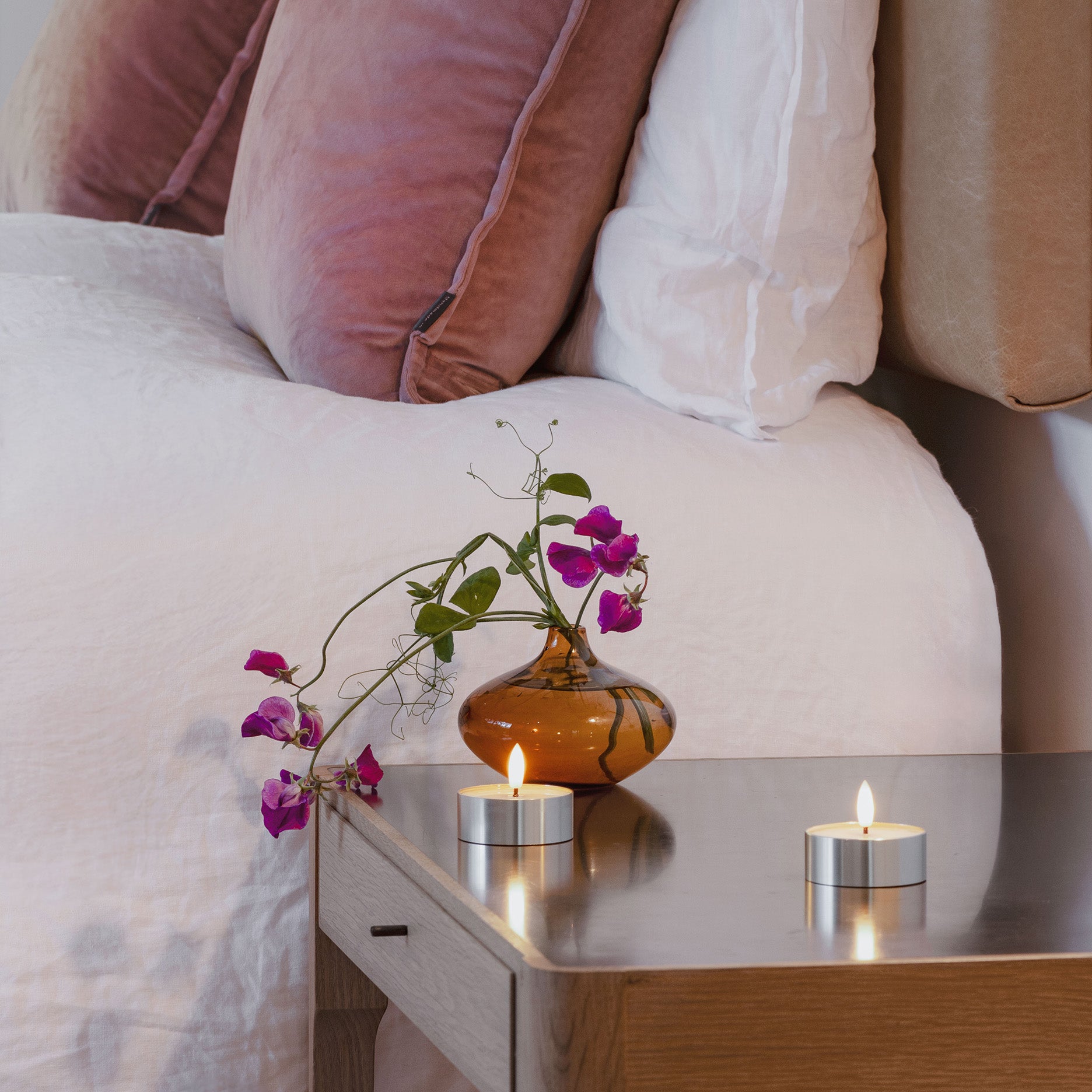 LED Melted Teelicht 6,3 x 2,5 cm metal silver finish