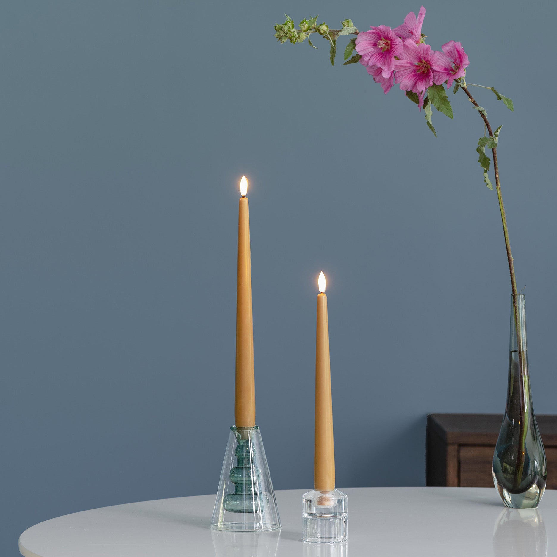 LED Stabkerzen 2 Stk 2,3 x 25 cm honey mustard