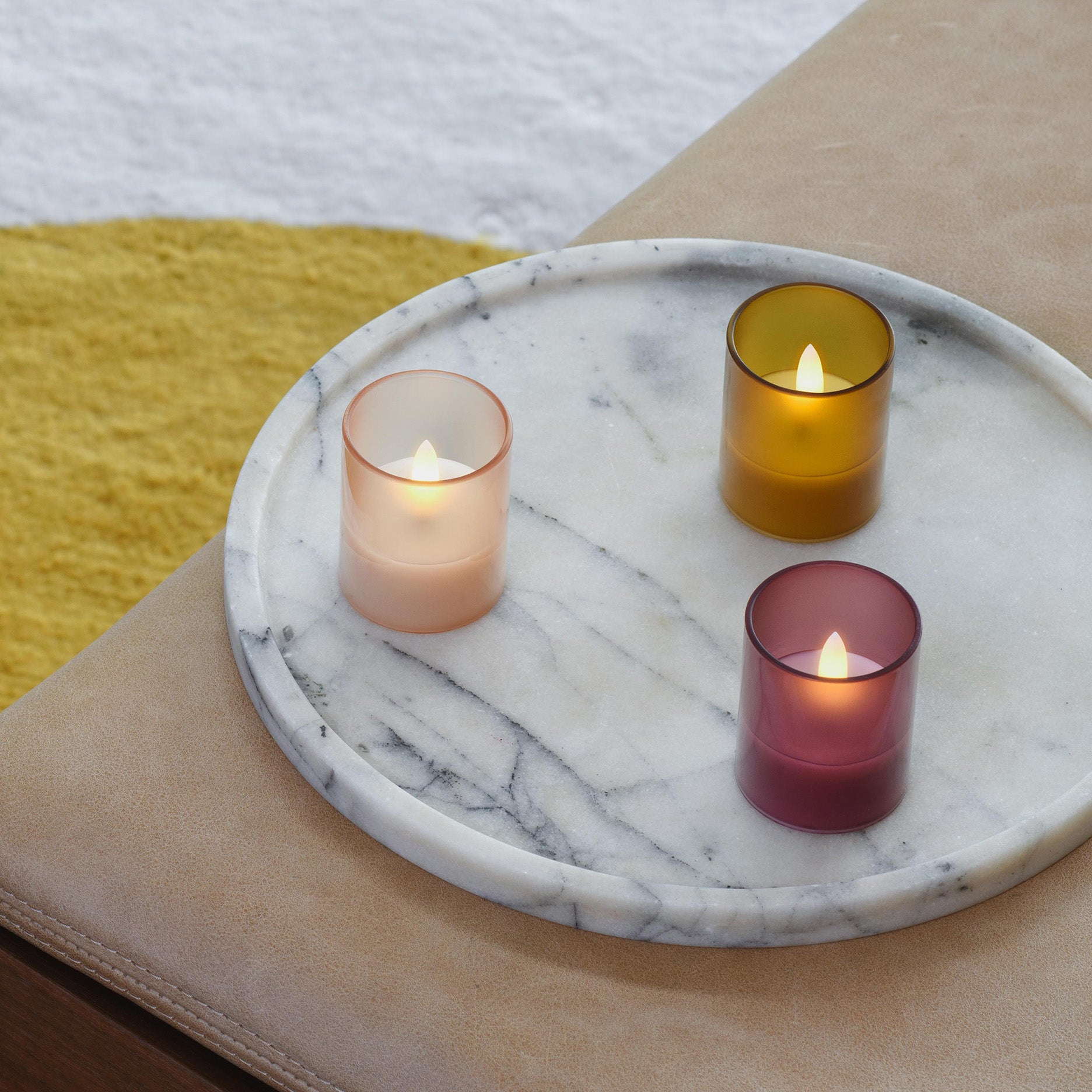 LED Glas-Kerze Hurricane 2 Stk 4,7 x 5,7 cm champagne