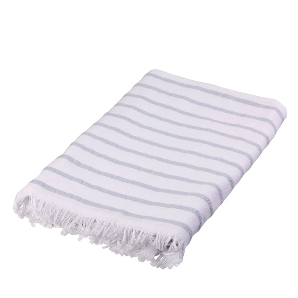 Hammam-Handtuch 80×180 cm – Staubblau gestreift