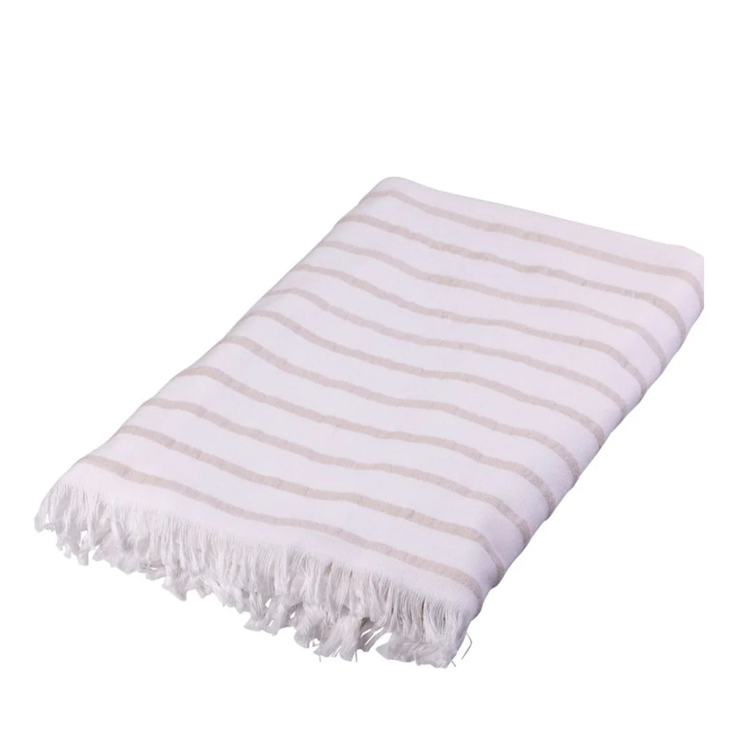 Hammam Handtuch 80×180 cm – Sand/Beige gestreift