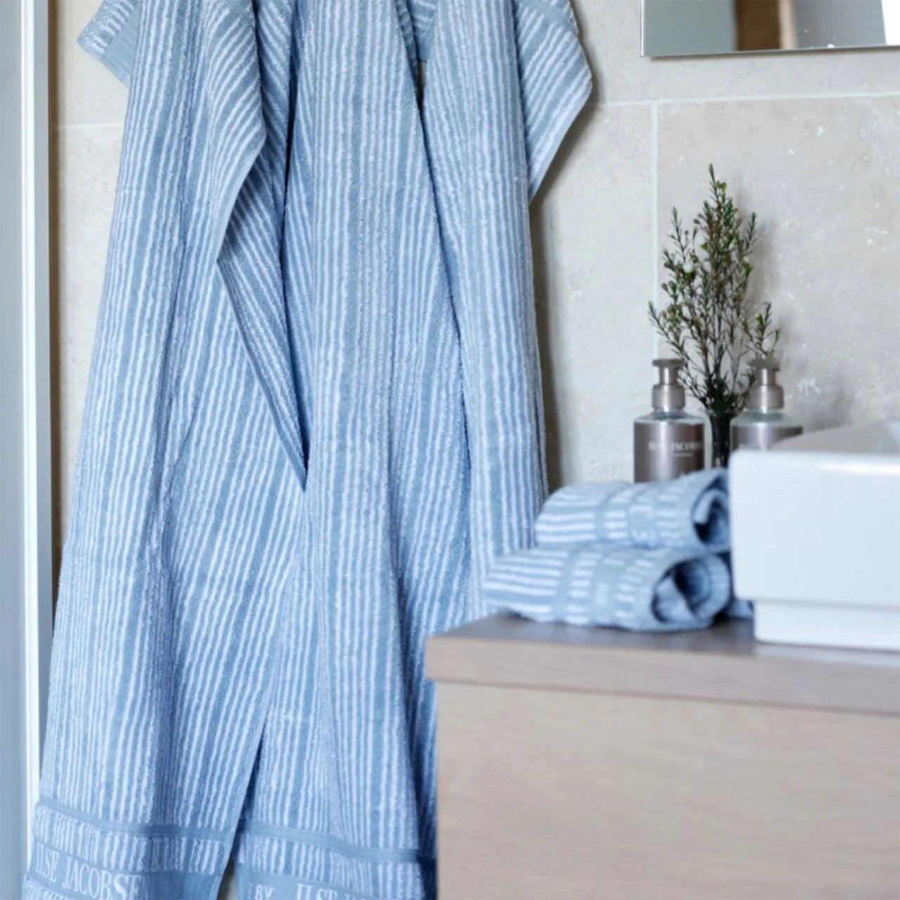 Handtücher 2 Stück 50×100 cm – Staubblau gestreift