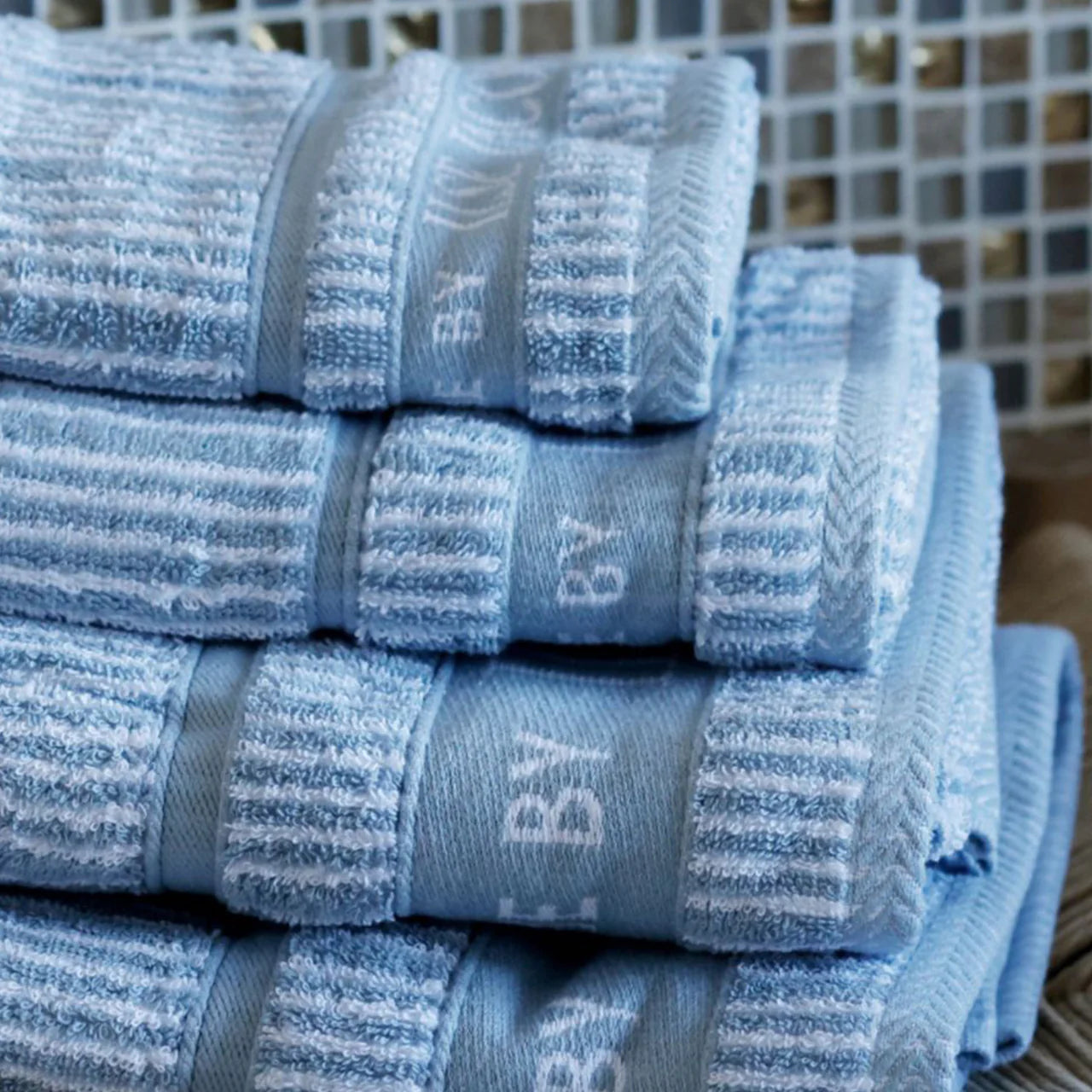 Handtücher 2 Stück 50×100 cm – Staubblau gestreift