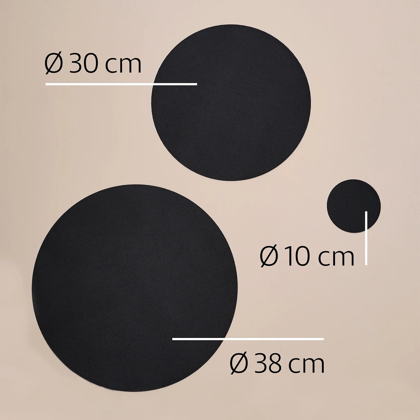 Wendbares Tischset Ø30 cm Schwarz