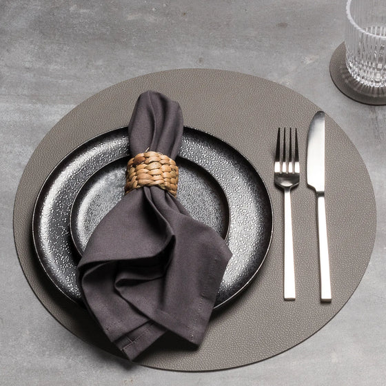 Wendbares Tischset Ø38 cm Dunkelgrau/Schwarz