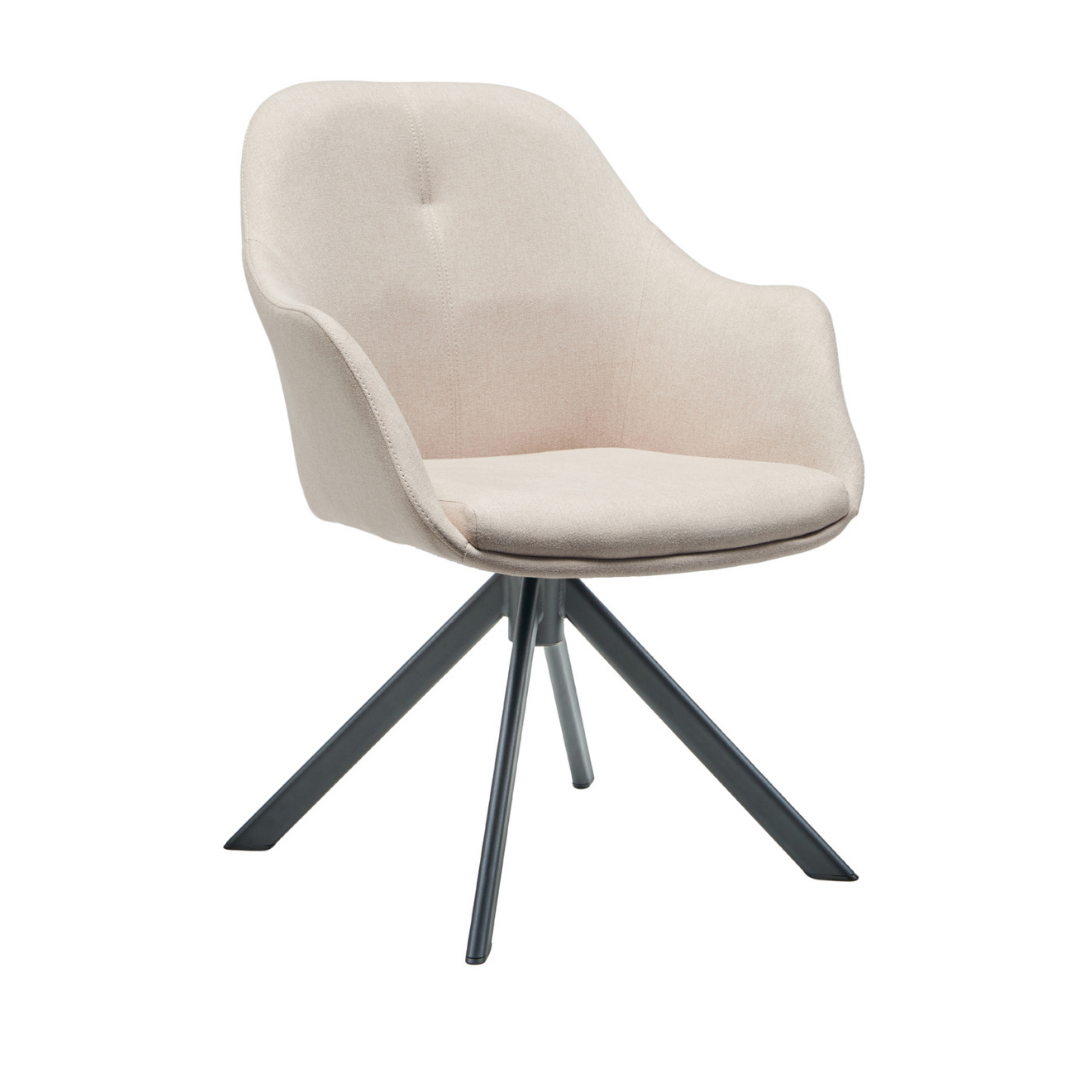 New Age Esszimmerstuhl Stoff / schwarzes Drehgestell