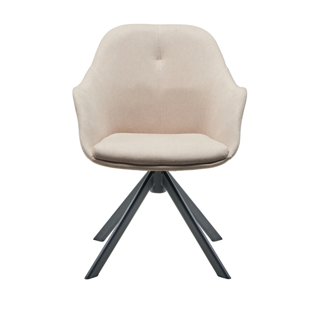 New Age Esszimmerstuhl Stoff / schwarzes Drehgestell