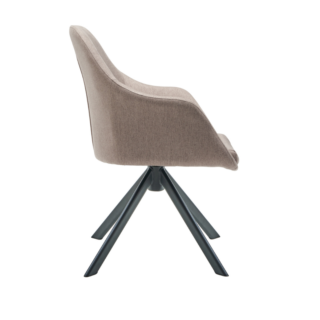 New Age Esszimmerstuhl Stoff / schwarzes Drehgestell